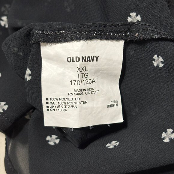 Old Navy Sheer Black Blouse Women’s XXL Long Sleeve Boho Peasant Top Ditsy Print - Picture 9 of 13
